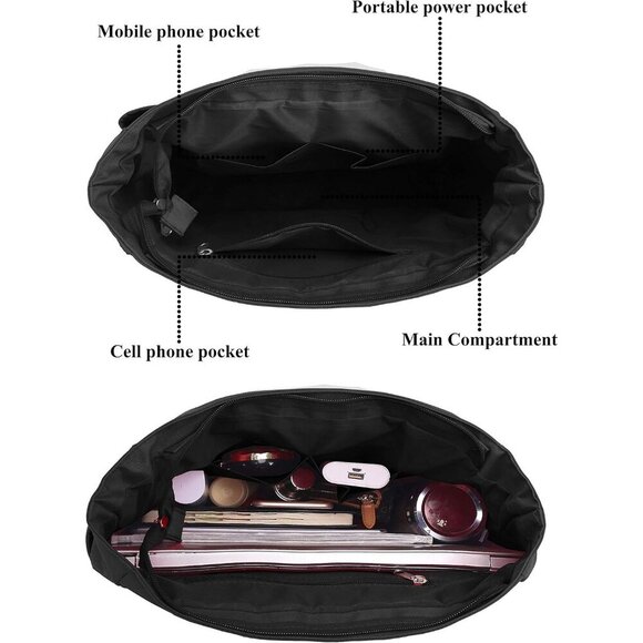 VOLGANIK ROCK Canvas Tote Bag Waterproof Nylon Multi-Pocket Laptop Shoulder Bag - Picture 6 of 7